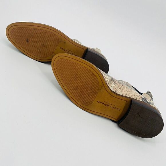 Lucky Brand Womens Size 7M Cream Snakeskin Print Haylia Chelsea Booties - Picture 7 of 9